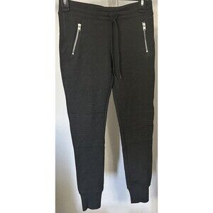 Hollister Womens Small Gray Fleece Active Pants Ribbed Knees Fake pocket Zippers